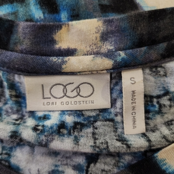 LOGO by Lori Goldstein Blue Floral Tunic Women's Small S Pockets Long Sleeve EUC - Picture 8 of 8
